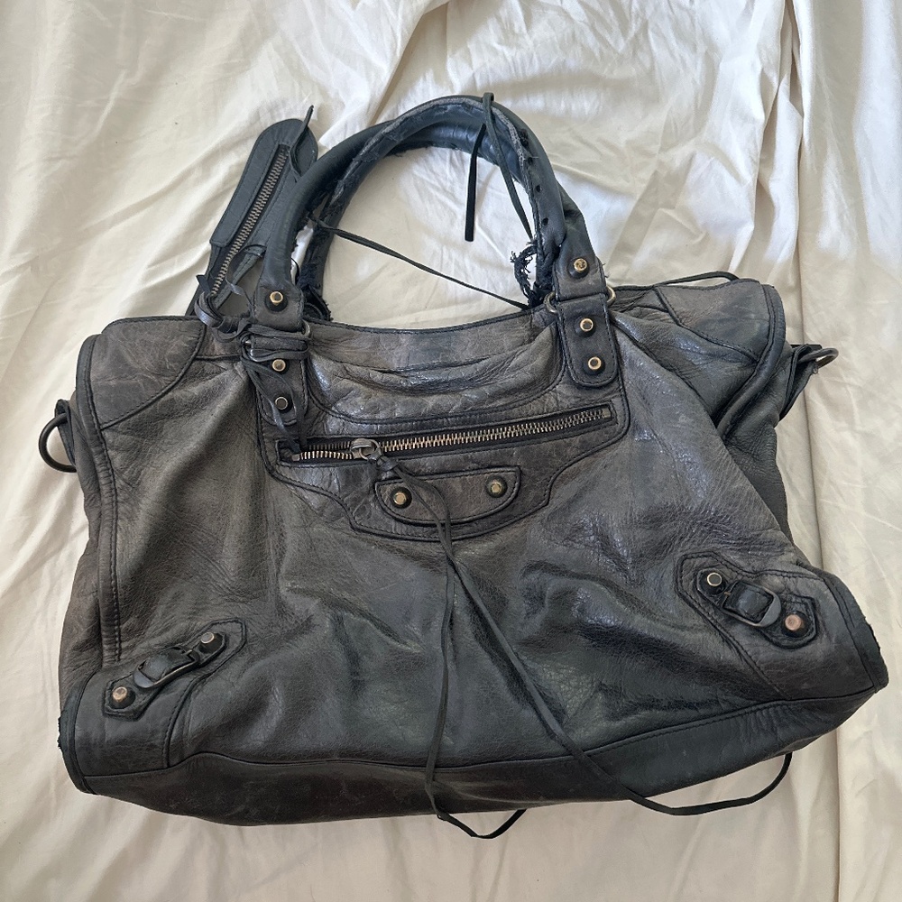 Balenciaga black moto bag